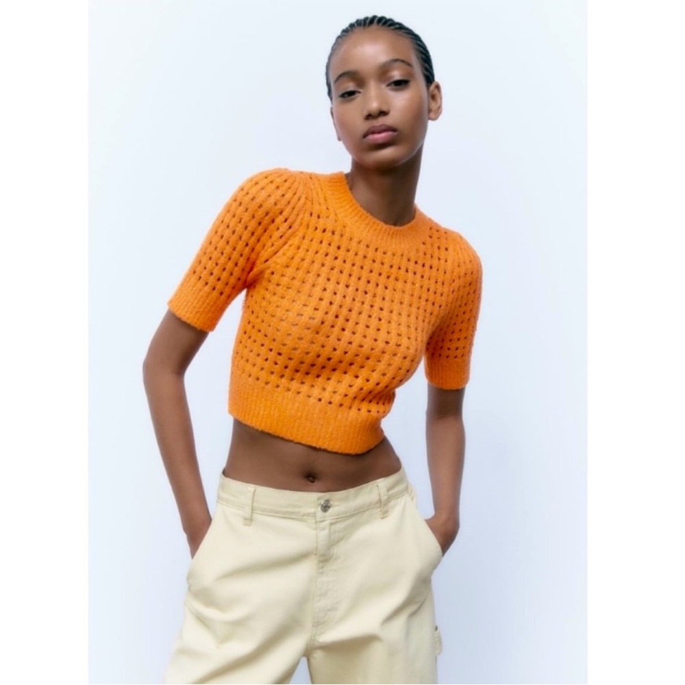 NWT 🧡 Zara short sleeve cropped sweater